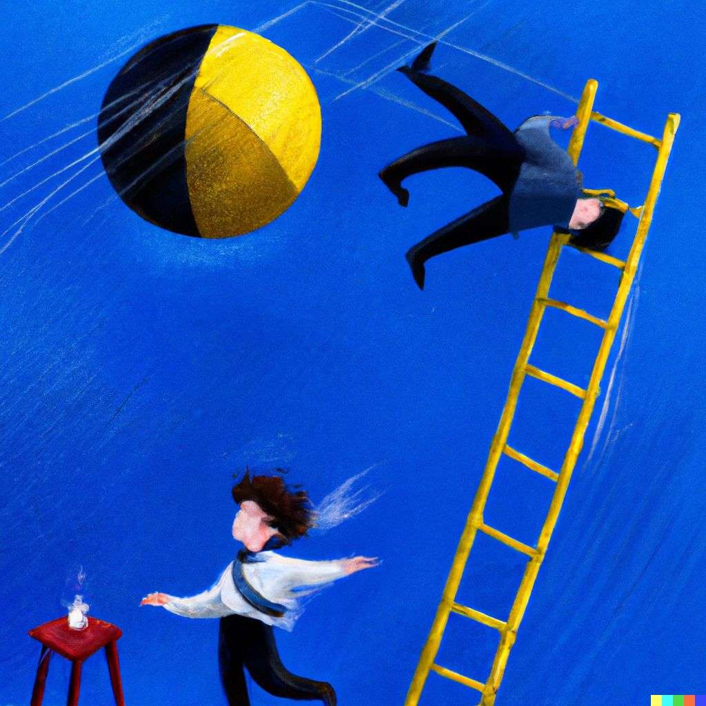 the discovery of gravity, digital art, caricature
